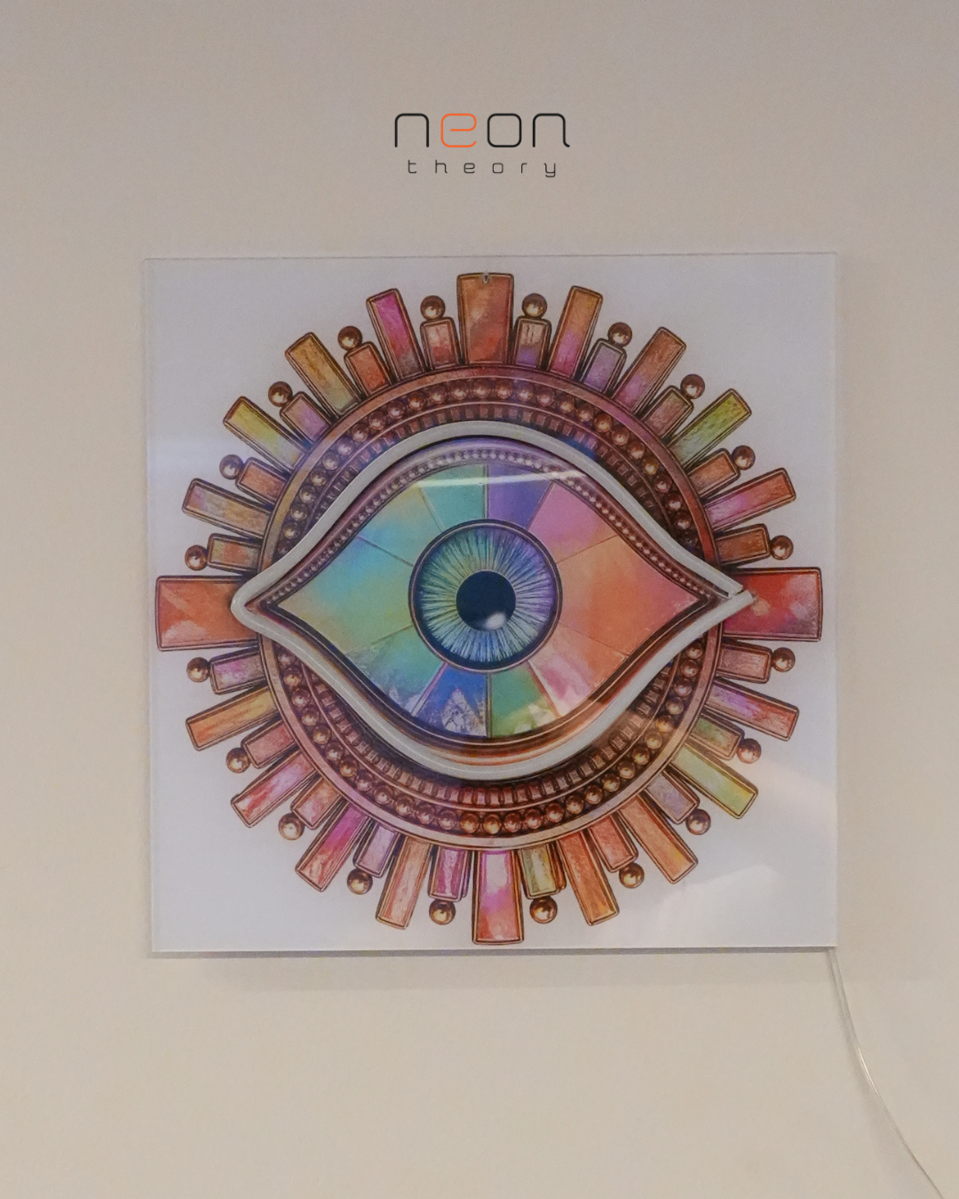Boho Esintili Renkli Göz Figürlü LED Neon Duvar Tablosu