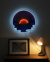 Modern & Şık: Gün Batımı & Palmiye Manzaralı Synthwave Çift Renk LED Neon Tablo