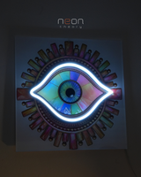 Boho Esintili Renkli Göz Figürlü LED Neon Duvar Tablosu
