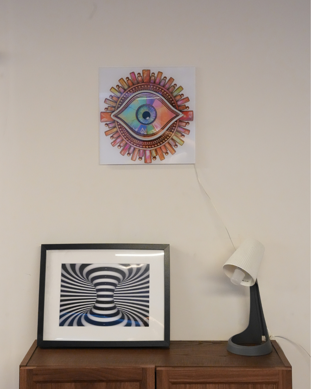 Boho Esintili Renkli Göz Figürlü LED Neon Duvar Tablosu