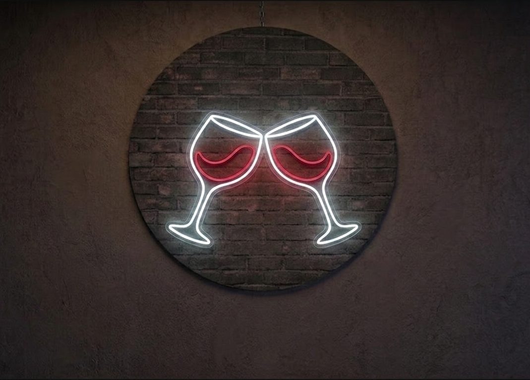 Kadeh Şerefine Neon Tabela (Wine Glasses LED Neon Sign)
