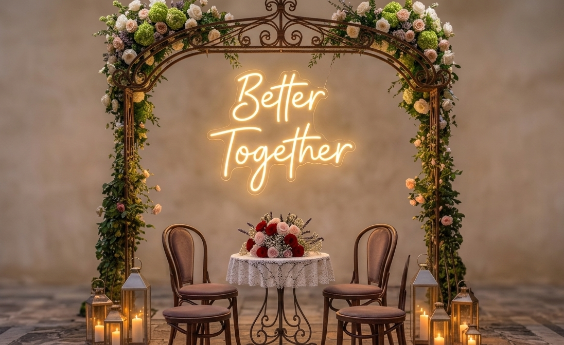 "Better Together" Led Neon Tabela  Şeffaf Akrilikli