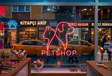 "Canlı Dostum" LED Neon Tabela | Köpek Silüeti ve Petshop Yazılı | Dekoratif Işık