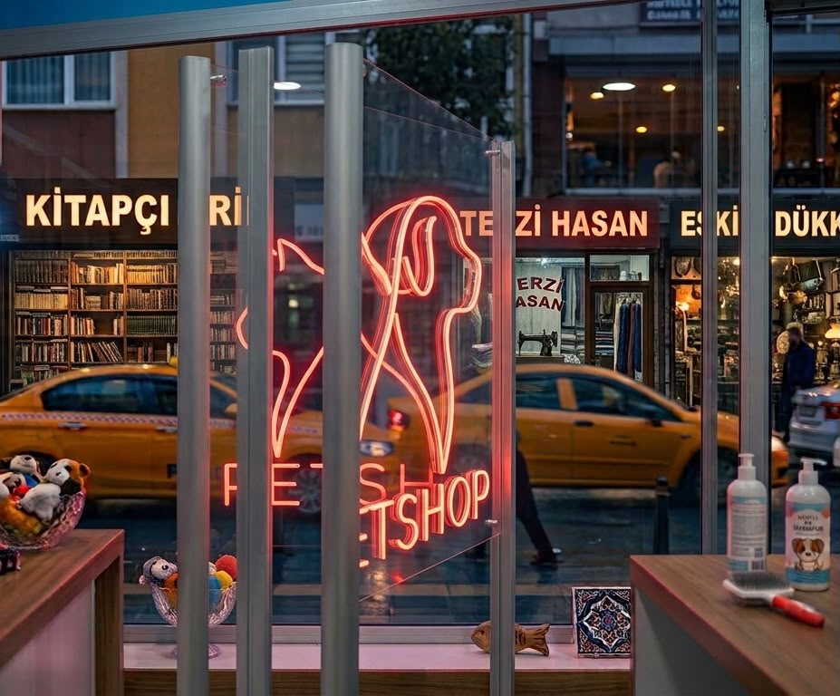 "Canlı Dostum" LED Neon Tabela | Köpek Silüeti ve Petshop Yazılı | Dekoratif Işık